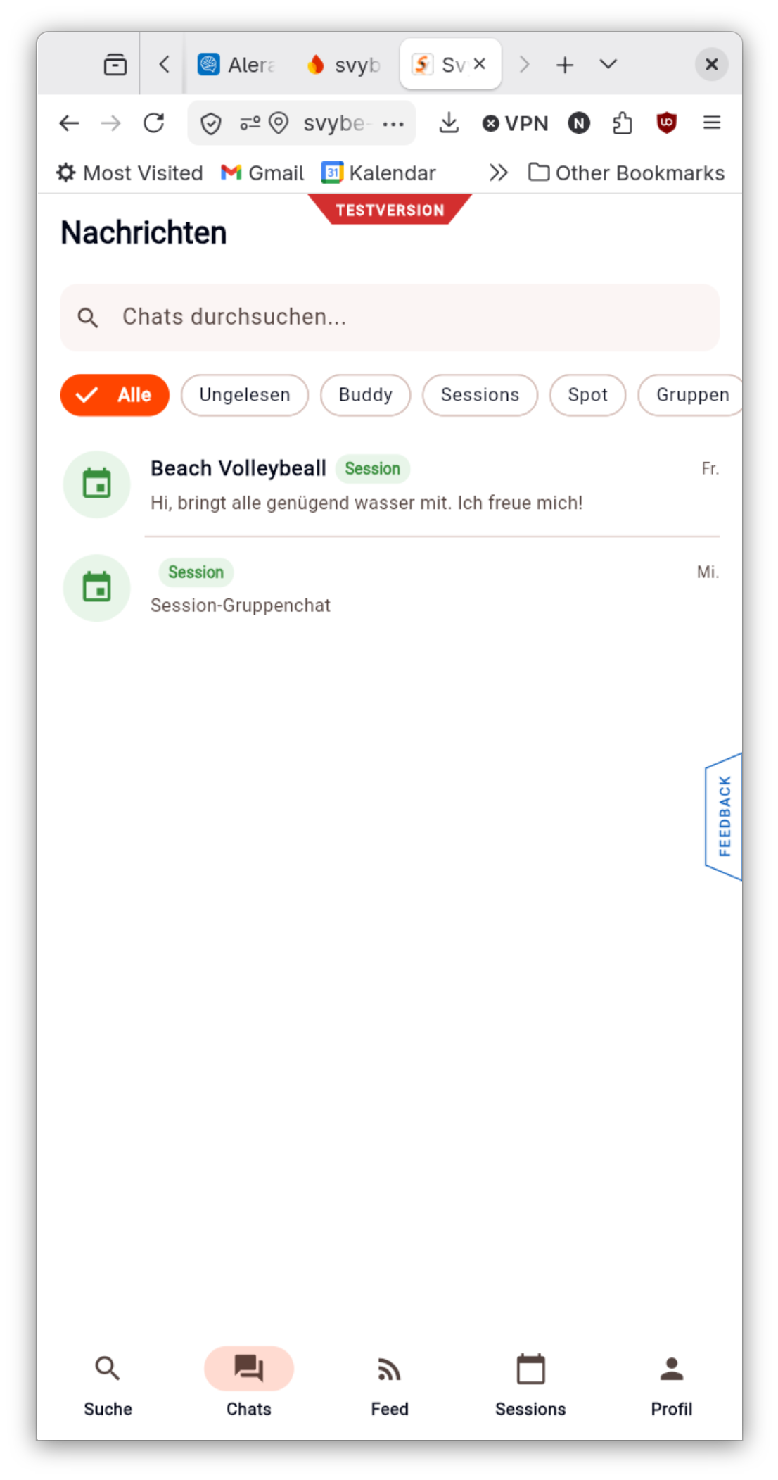 REASN App Gruppenchat für Beach Volleyball